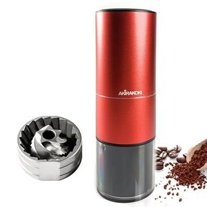 AKIRAKOKI Burr Coffee Grinder Electric, USB Rechargeable Cordless Capacity - Red